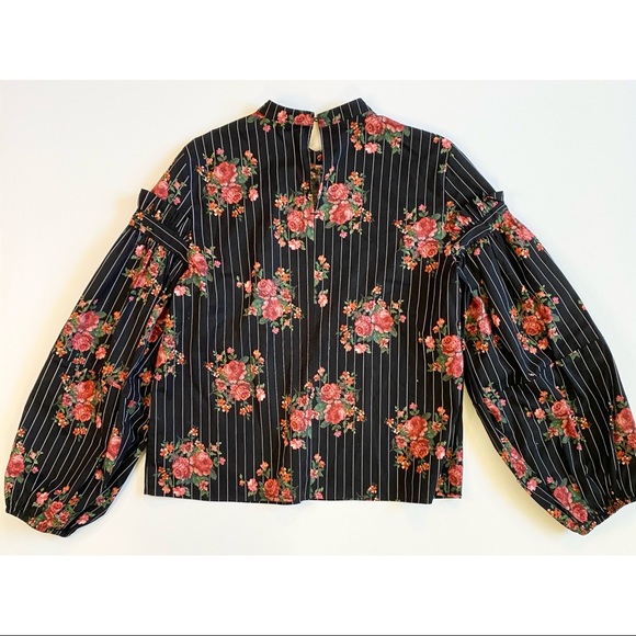 H&M Floral Striped Bishop Sleeve Blouse - Picture 3 of 8